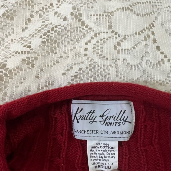 Red Cable Knit Sweater Knitty Gritty Knits - Picture 6 of 6